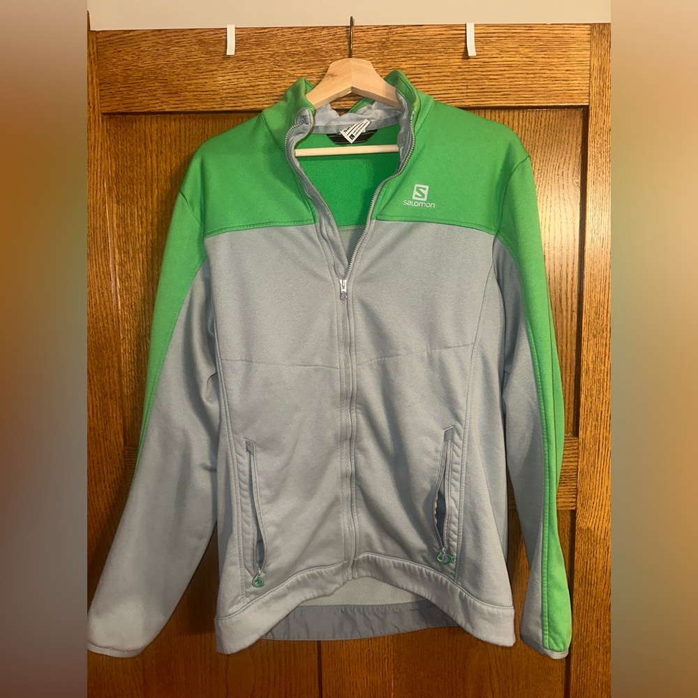 Salomon Men’s Large Zip Up Jacket/Sweatshirt Green/Gray RN#98309